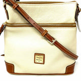 Dooney & Bourke Cream Zip Bucket Pebbled Leather Crossbody
