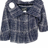Chanel 2014 Spring Women's Navy/White Size 44/M Tweed Asymetric Jacket