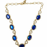 Mythologie Blue Gold Tone Chain 20" embellished Faux Pearl Necklace