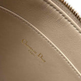 Christian Dior 2023 Caro Daily Pouch M Taupe CANNAGE Pebbled Leather Wristlet