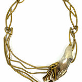 Joseph Boris Silver & Bronze Tone Abstract Flower Collar
