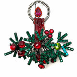 Lawrence Vrba Red Green Candle Holiday Brooch