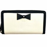 Kate Spade Cream Black Zip-Around Bow Saffiano Leather Wallet