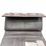 Adyan Brown Accordion Floral Embossed Leather Wallet