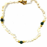 Estate Green White 7" seed rice pearls Bracelet