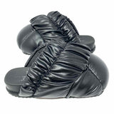 Yume Yume Women's Black Size 7 Oversized Leather Puffy Made in Portugal Mules
