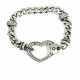 Brighton Urban Lights Silver tone Chain 8.5" Heart Crystal Bracelet