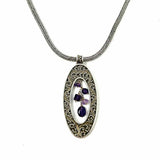Lois Hill 925 Sterling Silver Pendant 18" Filigree Amethyst Necklace