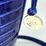 Brahmin Shira Blue Bucket Croc Embossed Leather Shoulder Bag