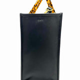 Fendi Sunshine Medium Black Shopper Logo Leather Tote