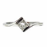 Estate 14K White Gold Size 5 Geometric Square Diamond Ring