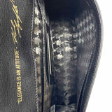 Karl Lagerfeld Black Flap Studded Leather Satchel