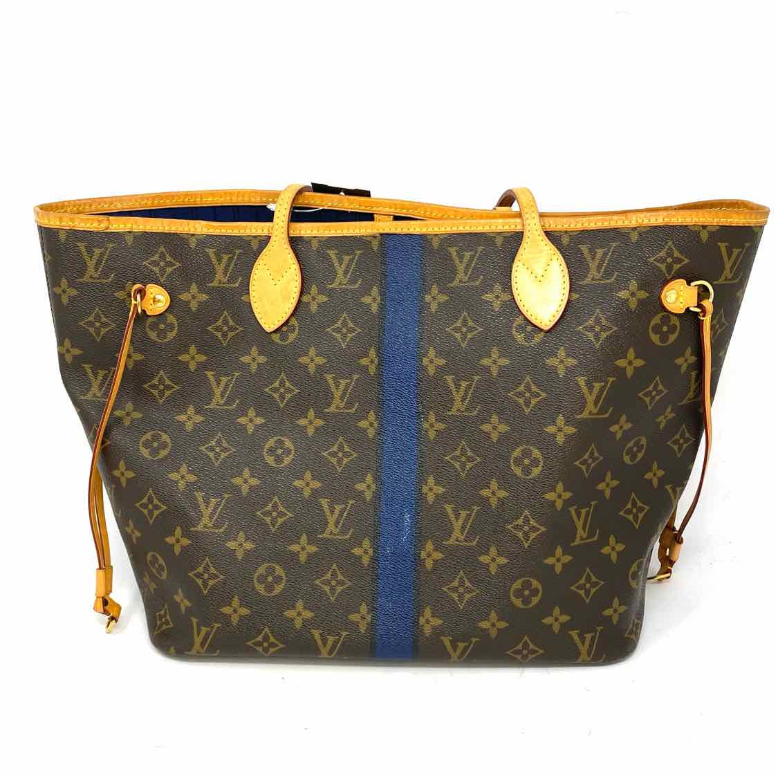LOUIS VUITTON 2015 Neverfull MM Fish Custom Coated Canvas Brown Monogram Tote