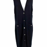 Chanel Women's Black Sleeveless Cashmere Long Size 48/L Cardigan