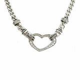 Brighton Urban Lights Silver tone Chain 17.5" Heart Crystal Necklace