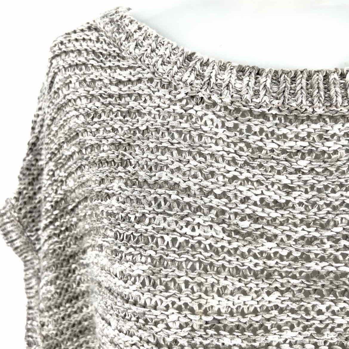 Eileen Fisher Women's Gray Size M Crochet Short Sleeve Top