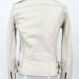 IRO Women's Cream Size 38/6 Asymmetrical Leather Moto Jacket