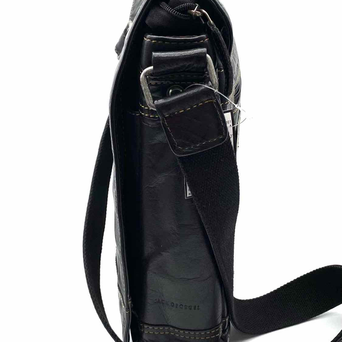 Jack Georges Voyager Black Flap Leather Messenger Bag