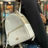 Coach Jordyn Beige Color Block Signature Leather BackPack