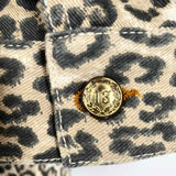 R13 Kelsey Shirring Women's Beige Brown Size M Denim Leopard Jacket