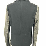 Vince Women's Black Size S Asymmetrical Wool Leather Panel Jacket
