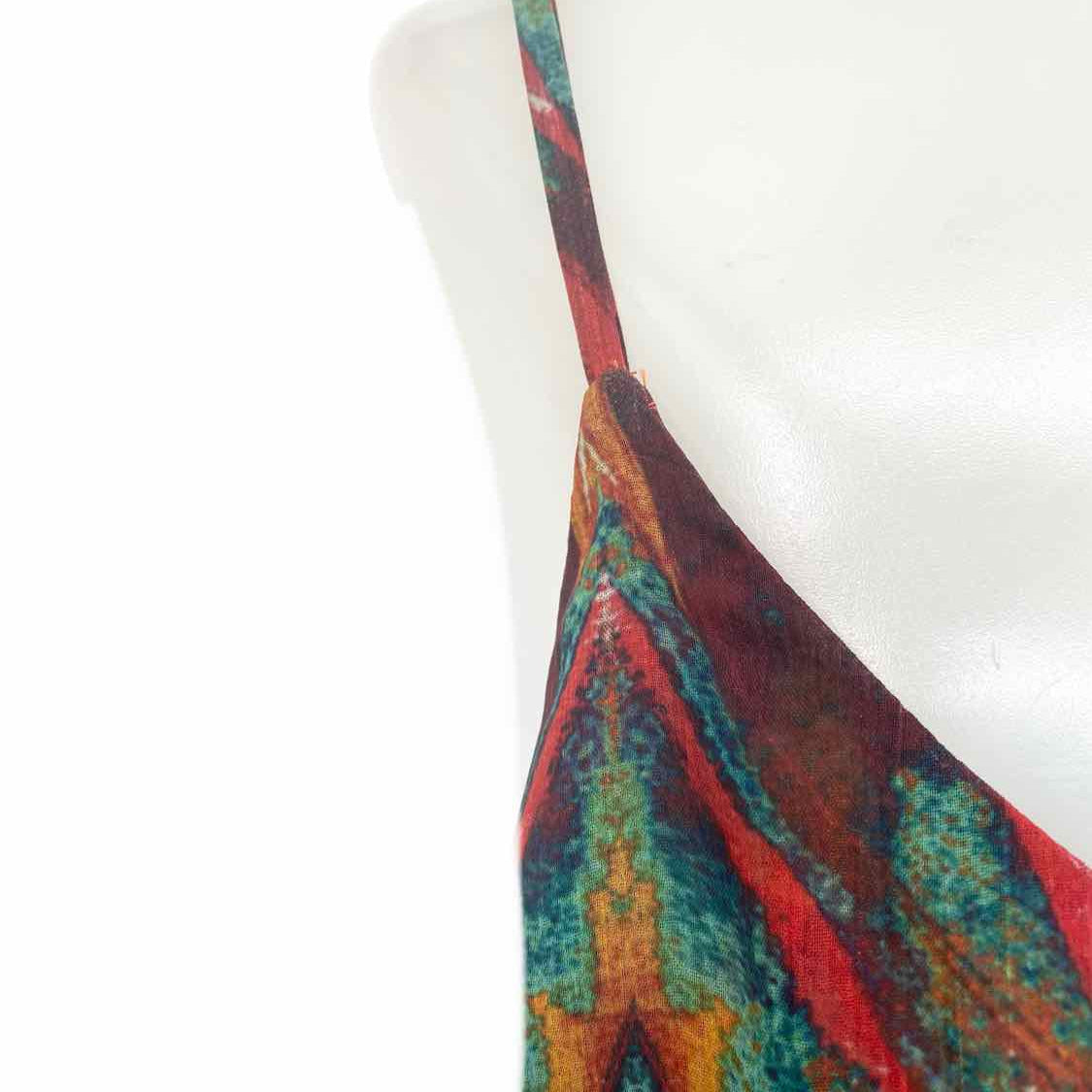 alice+olivia Women's Multi-Color Size L mini Ruffled Sleeveless Abstract Dress