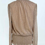 Joie Women's Champagne Size L Smocked Glitter Long Sleeve