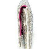 Betsey Johnson Silver Crossbody Iridescent Rhinestone Clutch