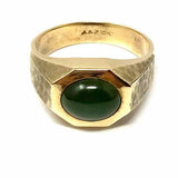 A & Z size 9 10K Gold Green Geometric Cabochon Nephrite Jade Ring