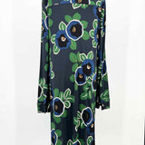 Tory Burch Portia Women's Green Navy Size L Long Sleeve Floral Dress