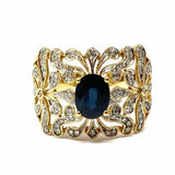 EFFY Blue Sapphire Diamond Size 9.5 14k Gold Oval Antique Ring