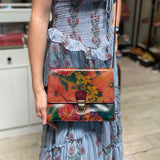 Patricia Nash Lanza Multi-Color Flap Floral Leather Crossbody