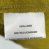 Eileen Fisher Women's Chartreuse Size L V-Neck Linen Long Sleeve
