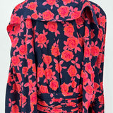 Tory Burch Women's Navy Red Size 6 Long Sleeve Silk Floral Dress