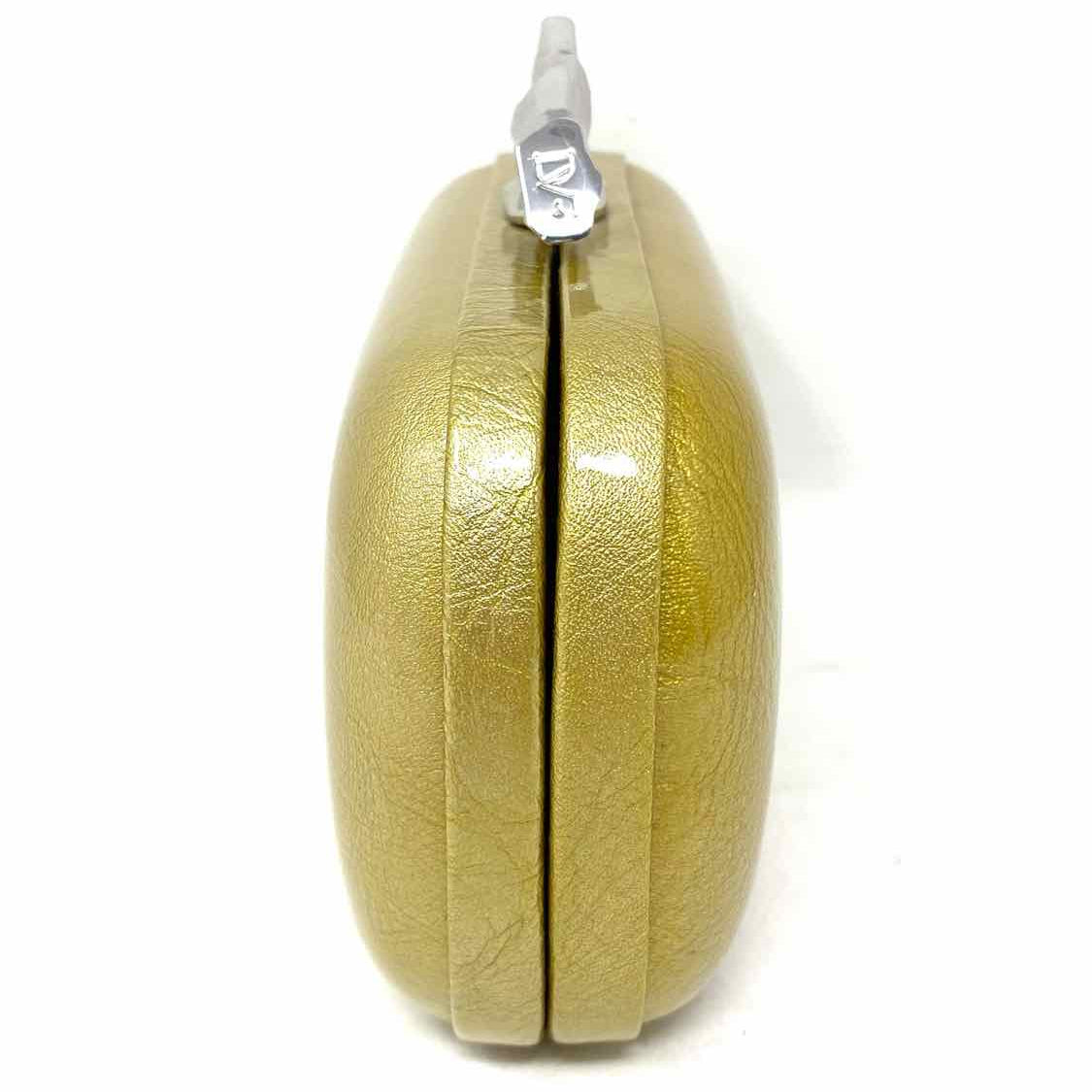 Diane Von Furstenberg Lytton Gold Clamshell Patent Leather Clutch