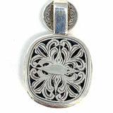 Estate 925 Sterling 18K 750 Yellow Gold Two-tone Filigree Diamond Pendant