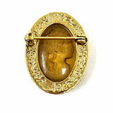 Statement Yellow Gold Tone Oval CAMEO Brooch