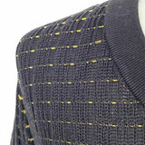 Phillip Lim Women's Black Gold Size L Long Sleeve Knit Stripe Dress
