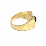 Estate size 6.75 14K Yellow Gold Square Oval Cut black star sapphire Ring