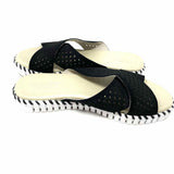 Ilse Jacobsen Tulip 1575 Women's Black Size 39/9 Criss-Cross Perforated Slide