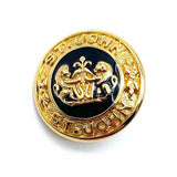 ST. JOHN Black Gold Tone Medallion Crest Earrings