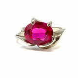 Davidson & Sons 6 10K White Gold Pink Oval Asymmetrical Synthetic Ruby Ring