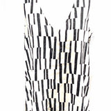 Vince Women's Black White Size L V-Neck Silk Geometric Sleeveless