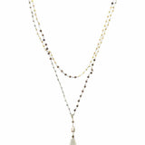 stella & dot Two-tone Beaded 23" Tassel Necklace