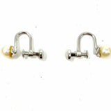 A & Z .925 Sterling Silver Ivory Screw-back Stud Pearl Earrings