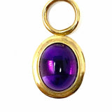 Estate 14k Gold Earring Hoop Enhancers Purple Oval Amethyst Charm
