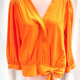Karl Lagerfeld Women's Orange Size M Faux Wrap Long Sleeve