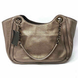 Salvatore Ferragamo Silver Tote Metallic Leather Shoulder Bag