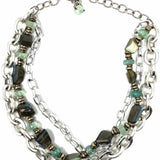artisan Beaded Green Multi-chain Labradorite Necklace