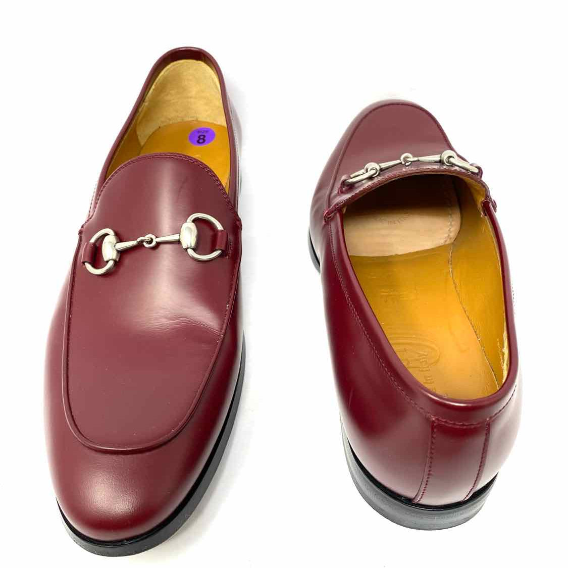 Gucci Jordaan Men's Burgundy Shoe Size 8 Horsebit Loafers